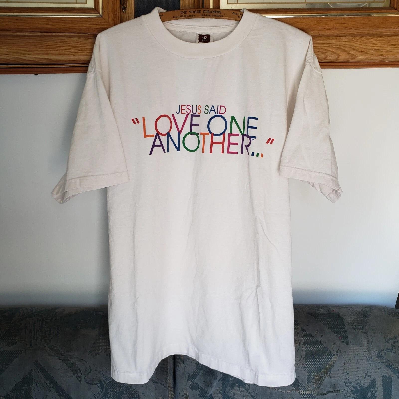 Vtg 90s March For Jesus Mens L White T-shirt Ironic Religious Bible Christian JC S