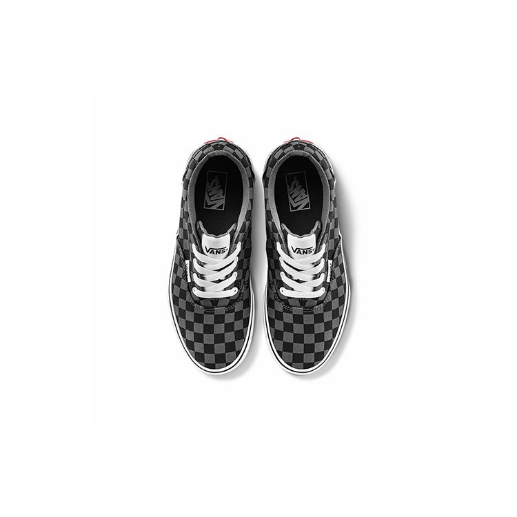 Vans Active Canvas Low Top Kids Skate Shoes Black Gray Checkerboard Kids Sneakers VN0A3MWACOC