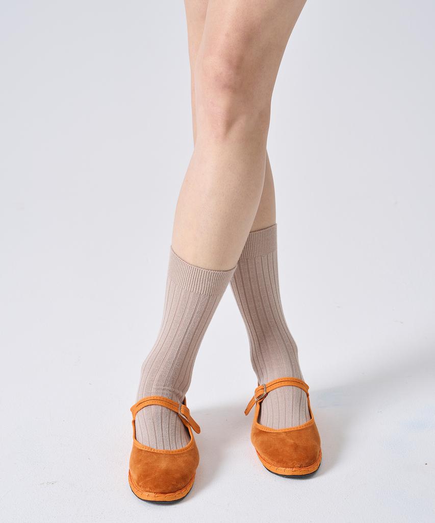 Drogheria Crivellini Cotton Velvet Mary Jane Flats_Orange Collar