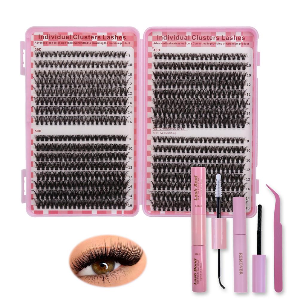 Hot-Selling DIY Eyelash Extension Kits 32 Rows Hot-Melt Hair Thick 30D 40D Single Cluster False Eyelashes Eyelashes
