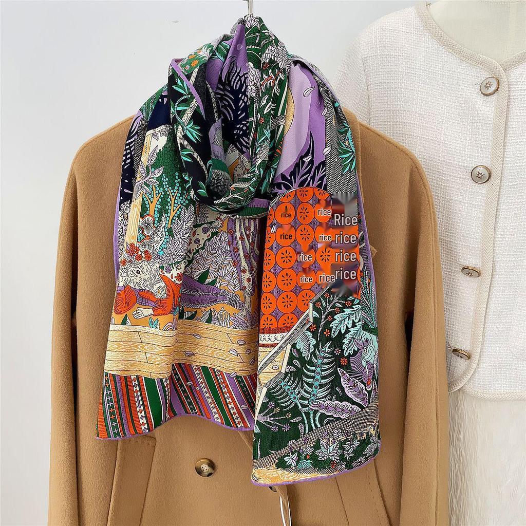 Herringbone Velvet Scarf: Winter, Versatile, Thickened, Hand-Rolled Edges, Small & Long