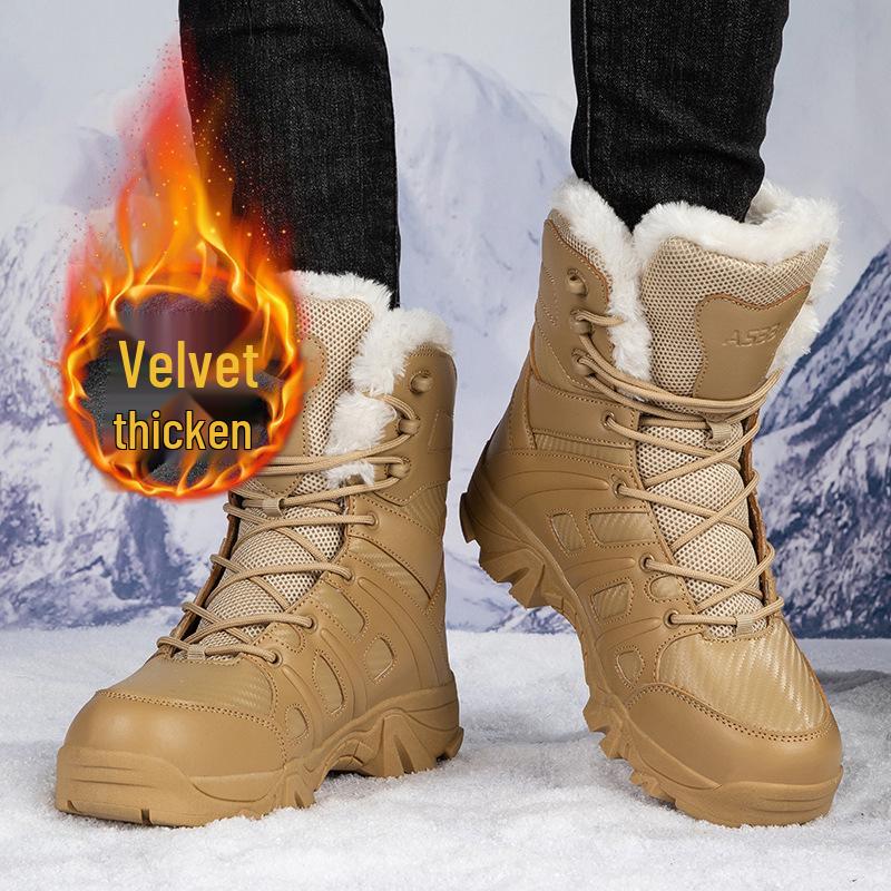 Men's Fleece-Lined Mid-Calf Snow Boots – Thick Sole for Winter Hiking