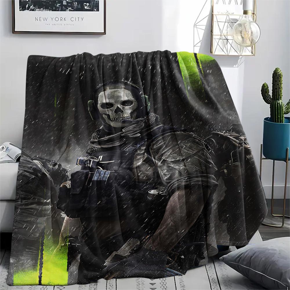 1Pc Call Duty Print Flannel Blanket, High Quality Comfortable for All Seasons, Home Decor, Warmth and Comfort, Perfect for Christmas Gifts