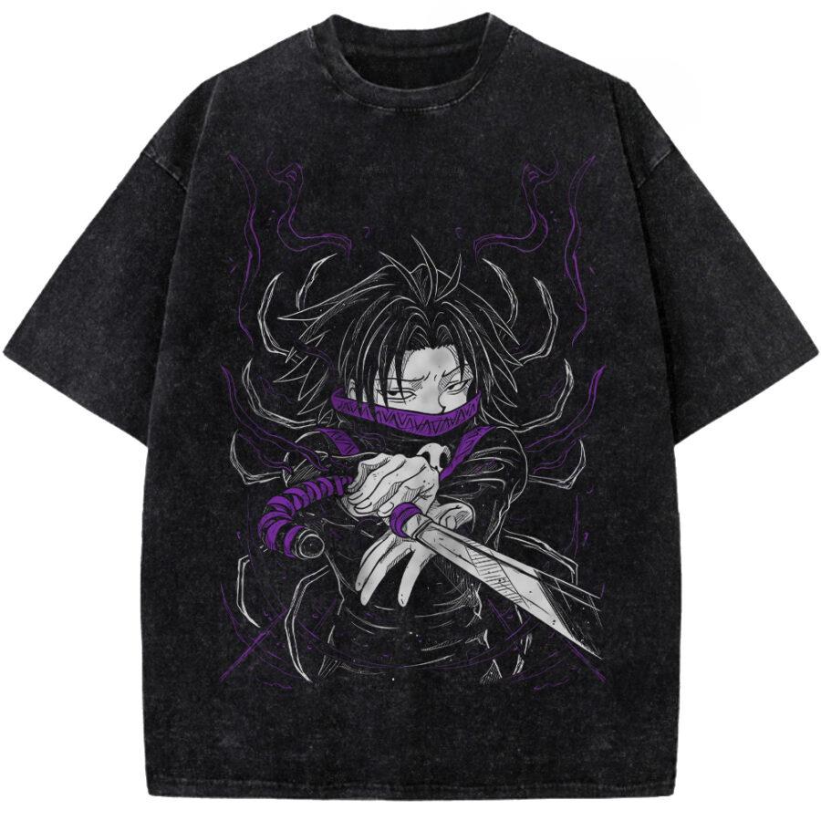 Hunter x Hunter Kurapika Printed Tee Men Women Washed Cotton T-shirts Manga Vintage T Shirt Harajuku Male Short Sleeve Tshirt