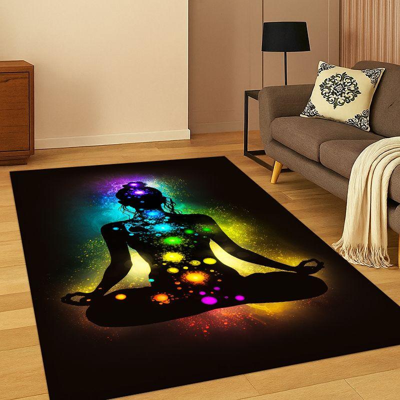 Yoga Cosmic energy Rainbow 23 Chakra Meditation Carpet Rug for Bedroom Living Room Sofa Doormat Home Decor,kid Area Rug Non-slip