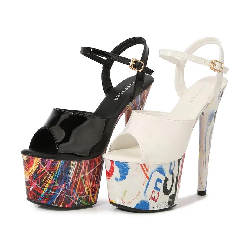 Fluorescent Luminous 16.5CM High Heels Sandals Design Model Pole Dancing Party Stiletto Nightclub Platform Sandals slippers