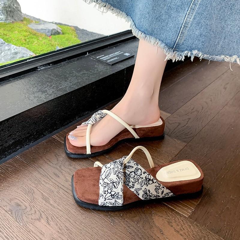 thick-soled half-slippers women's niche slippers 2025 summer new one-word with open-toe non-slip casual cool slippers