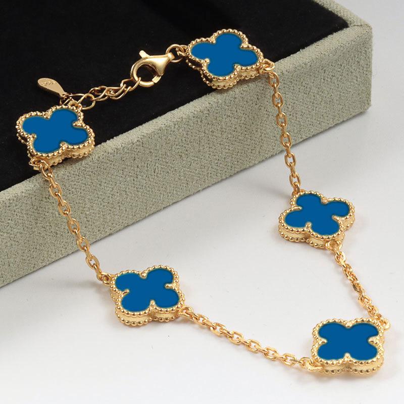 

Браслет «Счастливый пятицветный четырехлистный клевер» для мужчин и женщин, 18K, агат, перламутр, Seiko, высококачественный браслет