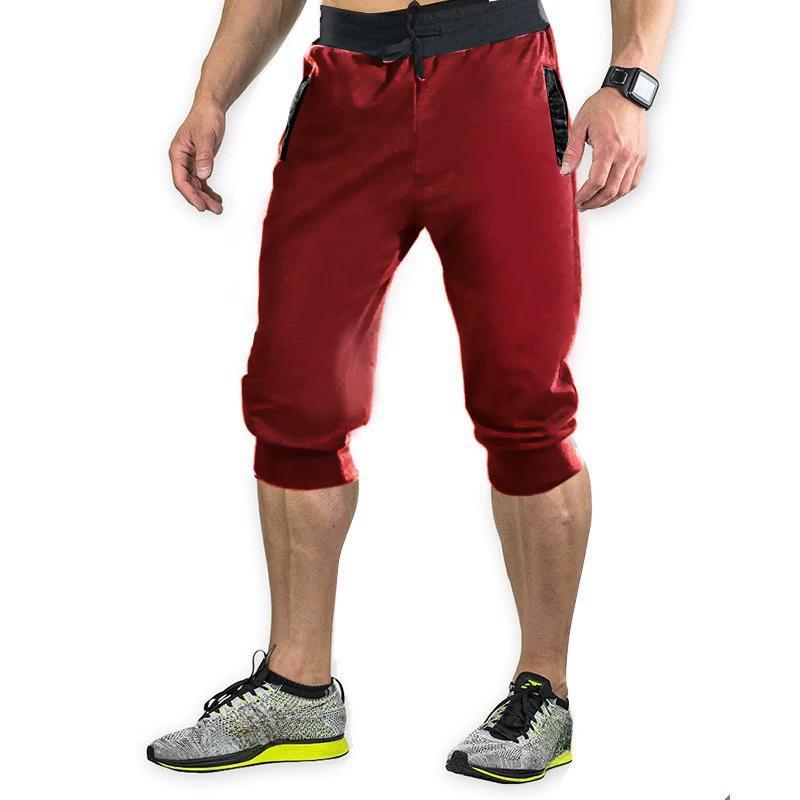 

Спортивные брюки для мужчин, повседневные шорты для бега, эластичные брюки для фитнеса, легкая пластина, однотонный цвет M