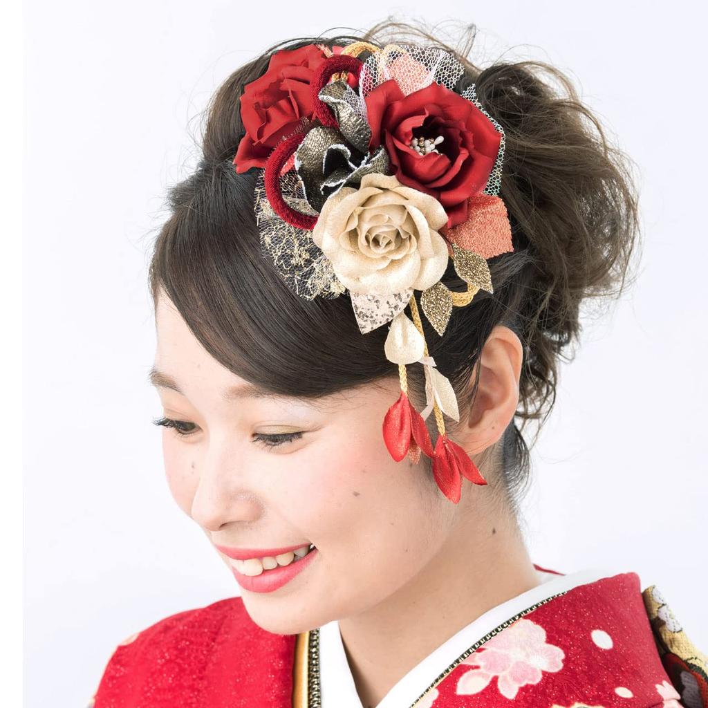 Coming of Age Ceremony Hair Ornament Graduation Ceremony Hakama Hakama Hair Ornament Hair Ornament Rose Rose Red White Purple Black Gold Tulle Comb