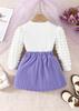Girls' Bubble Sleeve Top & Bow Skirt 2Pcs Outfit