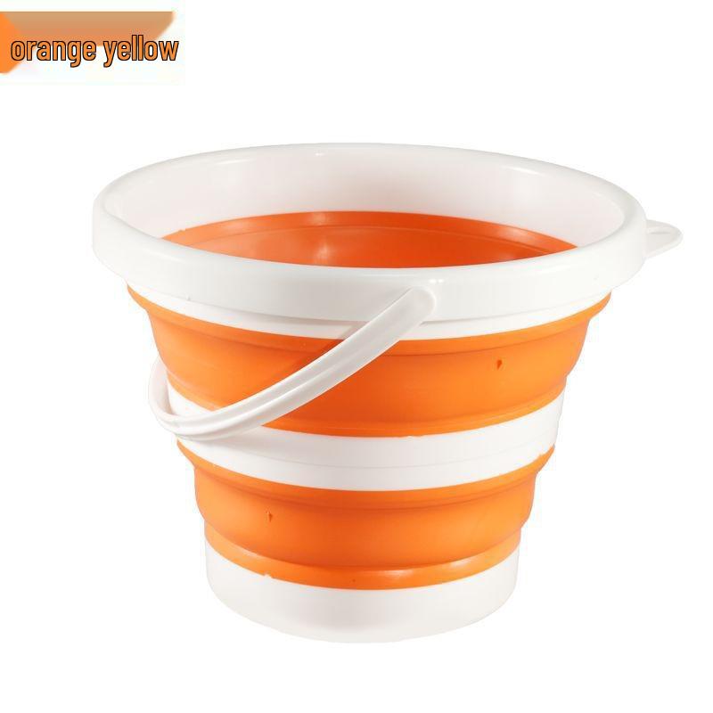 Portable Foldable Water Bucket with Lid - Silicone Plastic for Outdoor, Car Wash, Handheld Use