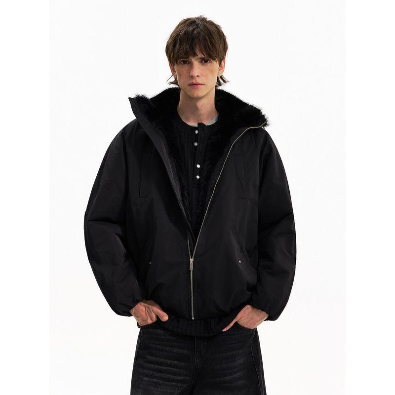 Blaexit Barnfeng Mountain Carving Fur Collar Jacket Men's Thickened Winter Down Cotton Short Padded Jacket