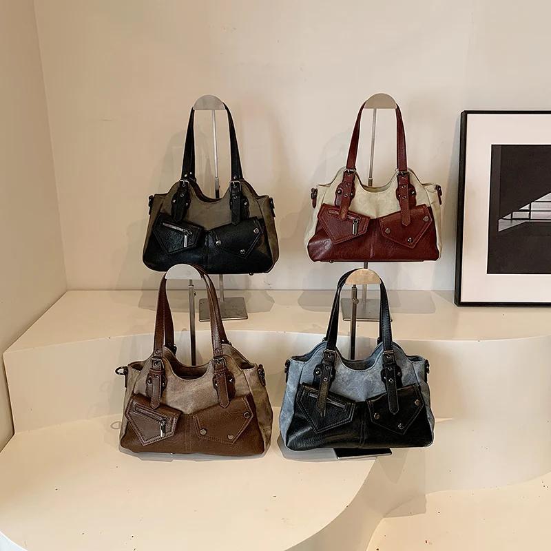 Small Pockets Design PU Leather Underarm Bags for Women 2024 Winter Y2K New Trend Fashion Shoulder Tote Bag Handbags