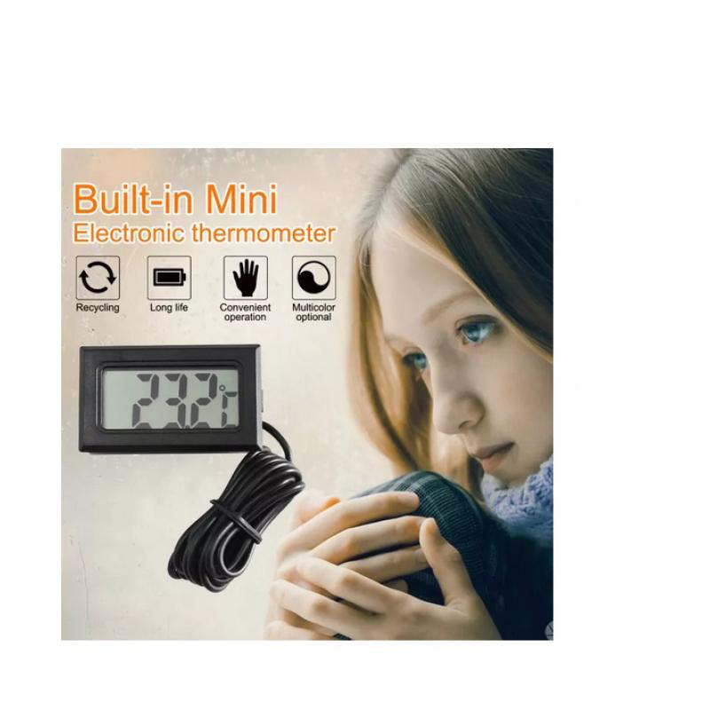 Mini Digitales LCD Thermometer mit Metallsonde Heim Innen Außen Temperaturdetektor