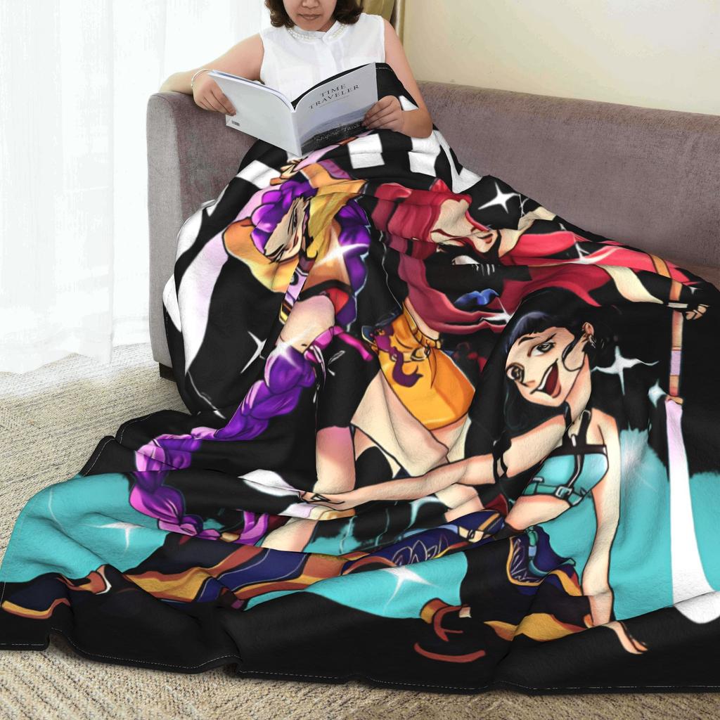 Huntrix Girl Warriors Demon Hunters Flannel Blankets  Warm Throw Blanket for Bedroom Decorative Funny Bedspread Sofa Bed Cover