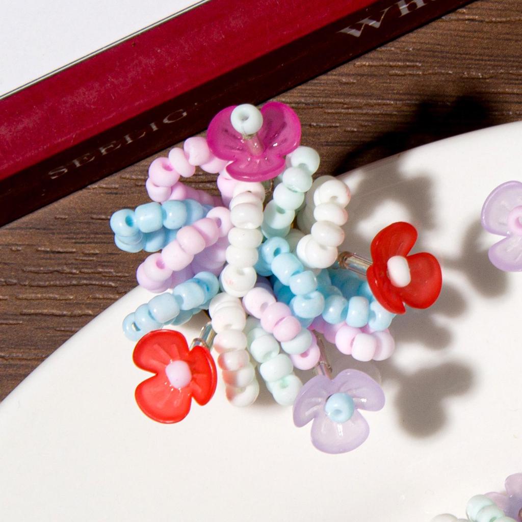 Vibrant Floral Seed Bead Flower Cluster Hair and Shoe Clip Accessories
