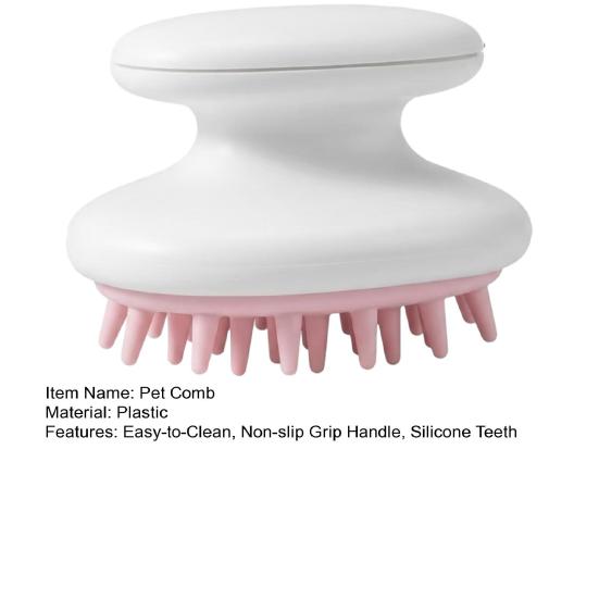 Dog Grooming Comb Silicone Teeth Pet Brush with Anti-slip Handle Gentle Pet Massage Comb Bath Brush for Long Short Hair Dogs