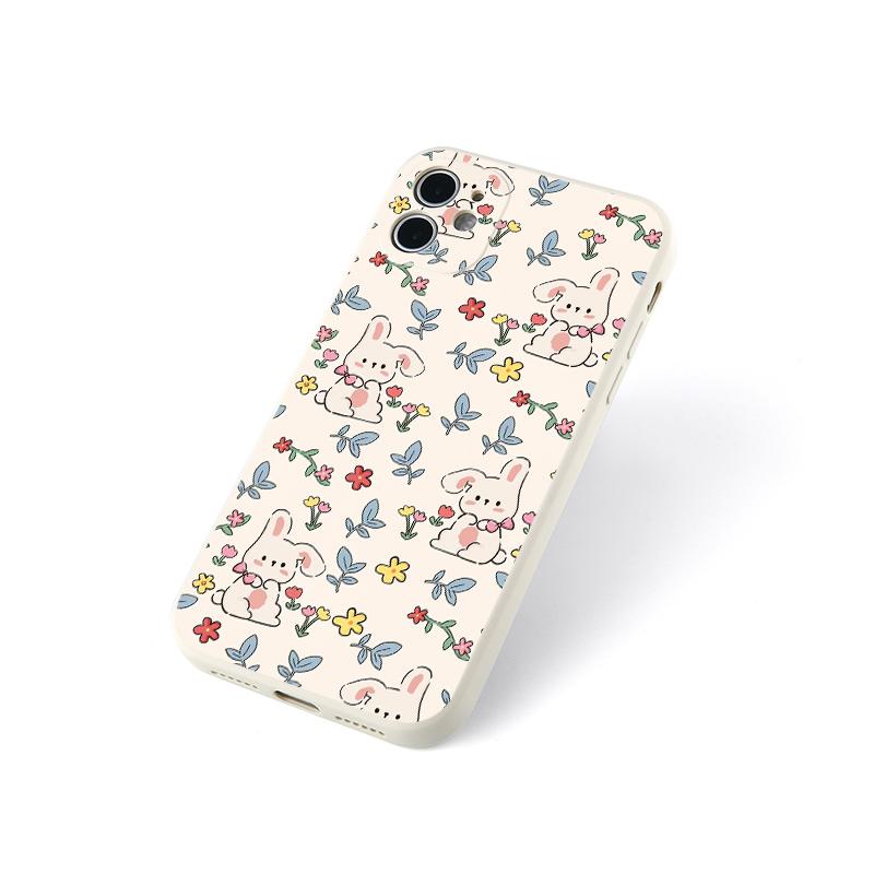 Husă drăguță cu iepure florală pentru Iphone 14pro Plus 13 11 12mini Husă de lux din silicon moale rezistentă la șocuri pentru Iphone 11pro Max Capinha