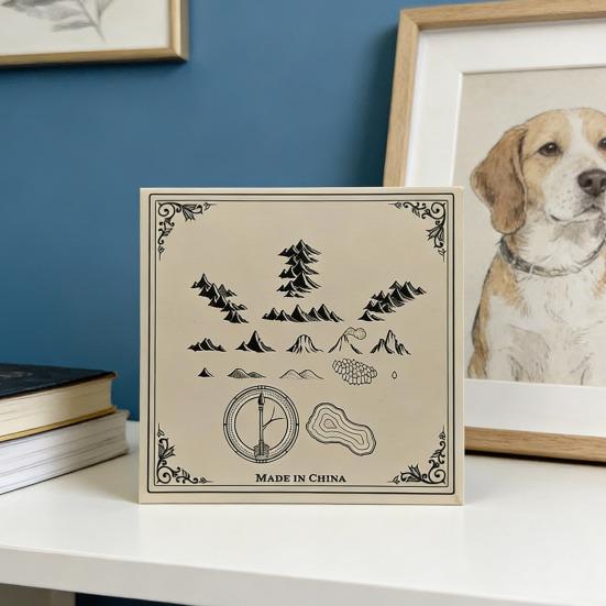 Yousheng 16 szt. Drewniany Zestaw Pieczątek Outdoor Góry Kompas Dekoracyjne Drewniane Pieczątki do Dziennika Pamiętnika Albumu Planera Listu DIY Rękodzieło Tworzenie Kart