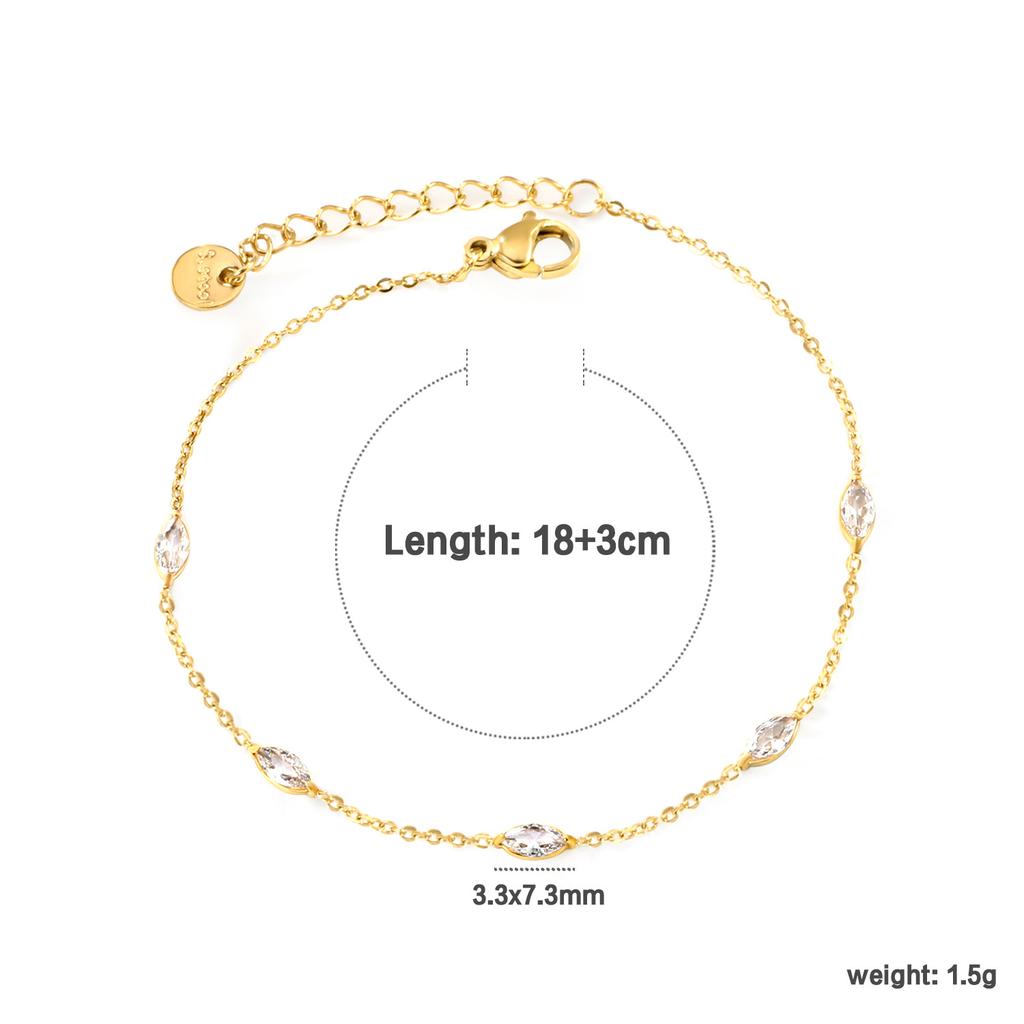 Premium retro emerald diamond bracelet temperament light luxury white zircon geometric stainless steel bracelet women