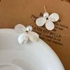 White petal shell earrings-Silver Needle