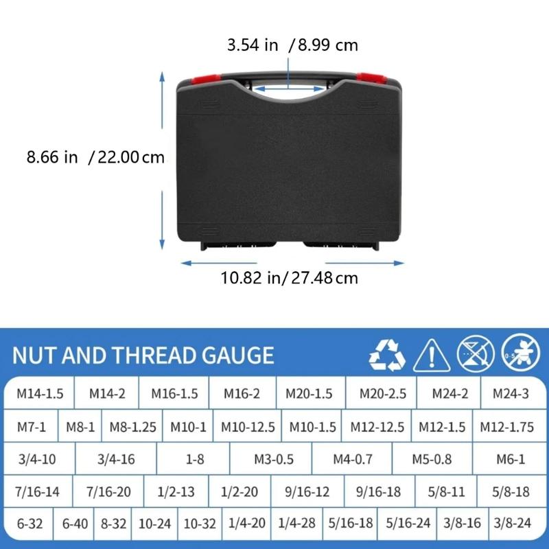 44Pcs Stainless Steel Nut And Bolt Thread Checker Bolt Sizing Gauge Set For Mechanical Repair And DIY Projects