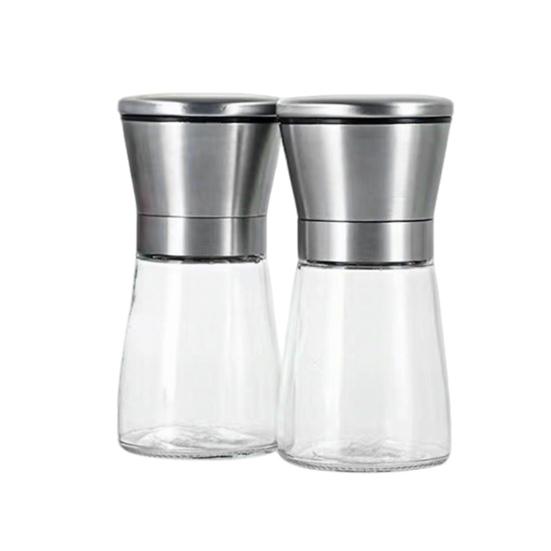 2 Stück Pfeffer- und Salzmühle Nachfüllbare Edelstahlmühle mit Einstellbarem Mahlgrad Manuelle Gewürzmühle für Küche Zuhause Restaurant