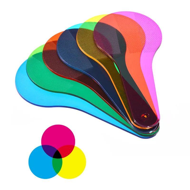 6Pcs Translucent Color Sheet Montessori Color Mixing Overlay Card Optical Experiment STEM Learning Sensory Toy Creative Gift