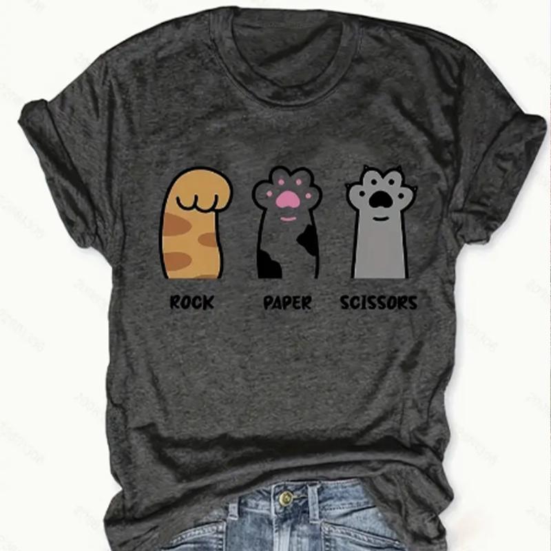 

Модная женская футболка с милым кошачьим когтем и принтом собаки, забавная повседневная футболка с круглым вырезом и короткими рукавами, летняя женская футболка 8XL серый