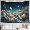 2D Flat, 1pc Horizontal Wall Tapestry Suitable for Decor - Books & Starry Sky with Crescent Moon, Clouds, Horizontal Flat Panel, Fabric for, Room, Stu