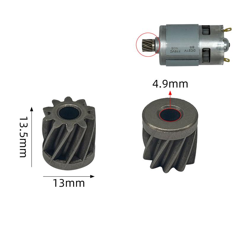 Durable Electric Hand Drill Gear 2Pcs 9-16 Teeth Parts Fit 550 775 Motor Shafts for Cordless Charging Drill Replacement
