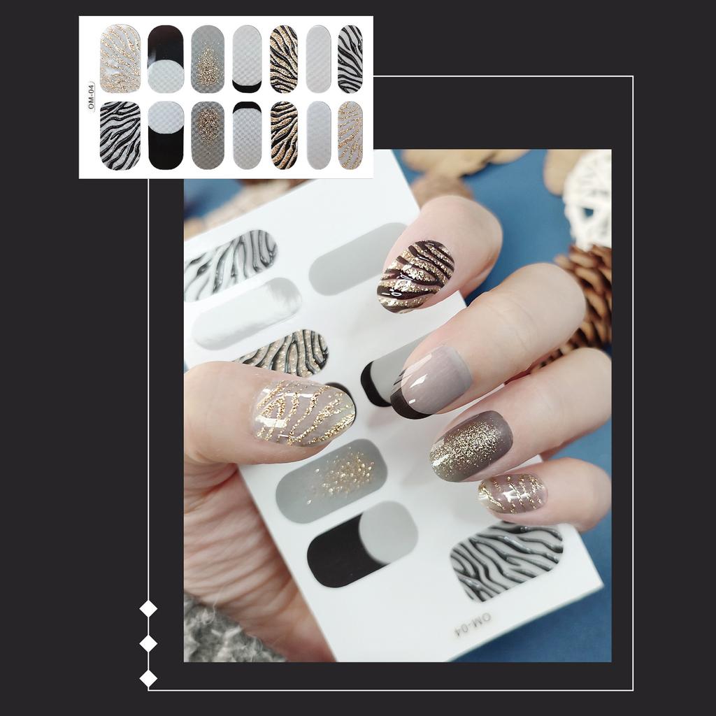 3D Leopard Nail Sticker Decals DIY Creative Fake Nail Wraps Tips Nail Manicure Art Patchs Full Cover Nail Polish Sticker