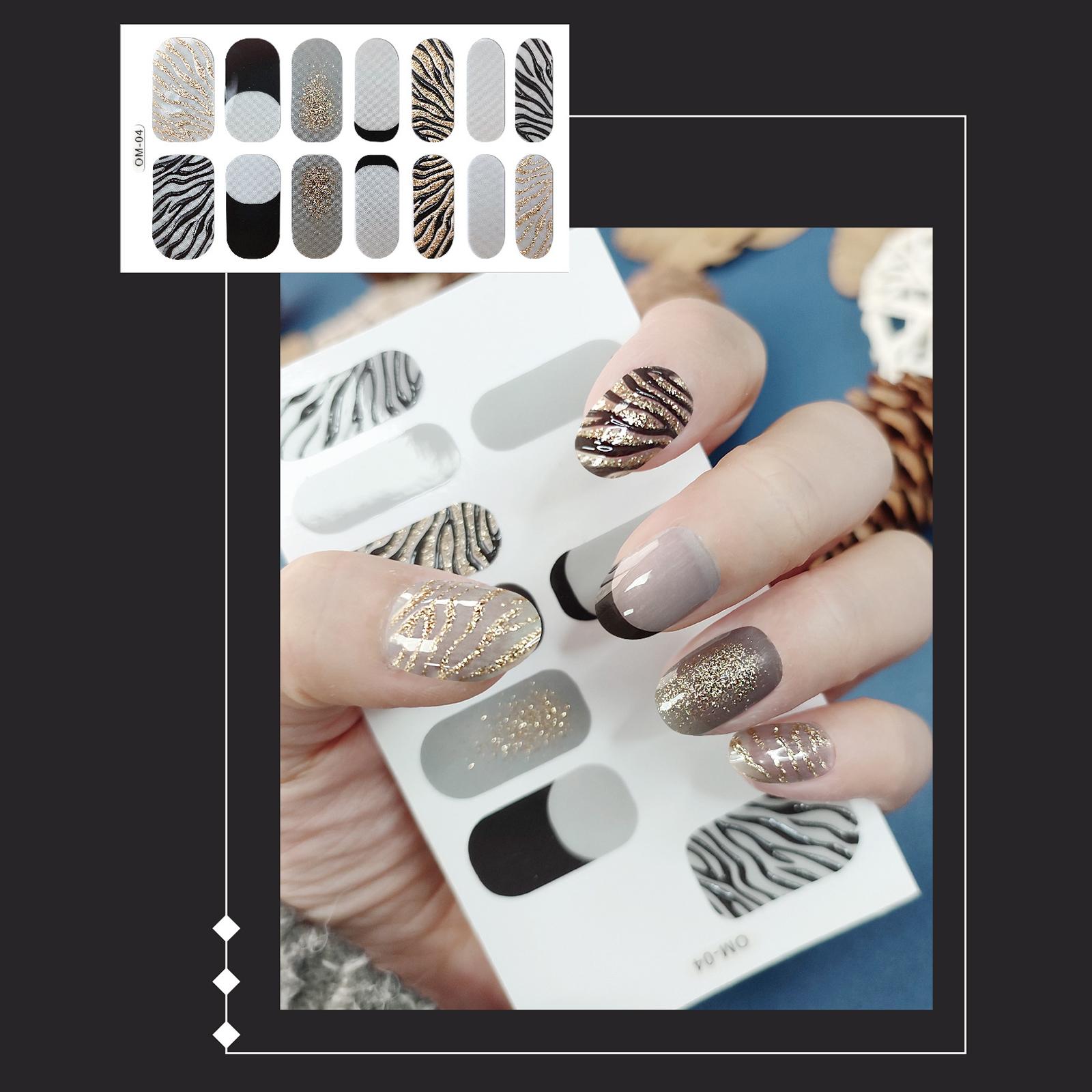 

3D Леопардовые наклейки для ногтей, самодельные креативные накладные ногти, советы по маникюру, нашивки для ногтей, полное покрытие, наклейка для лака для ногтей OM004