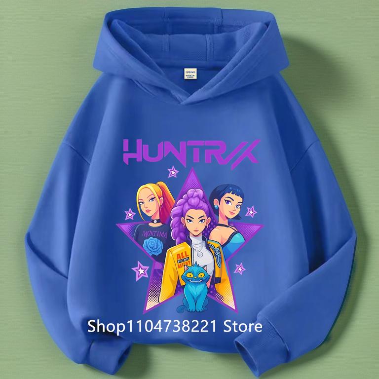 

KPop Охотники на демонов Huntrix Толстовка Детская Толстовка с капюшоном Пуловеры для маленьких девочек Модная верхняя одежда для мальчиков Детская одежда 140