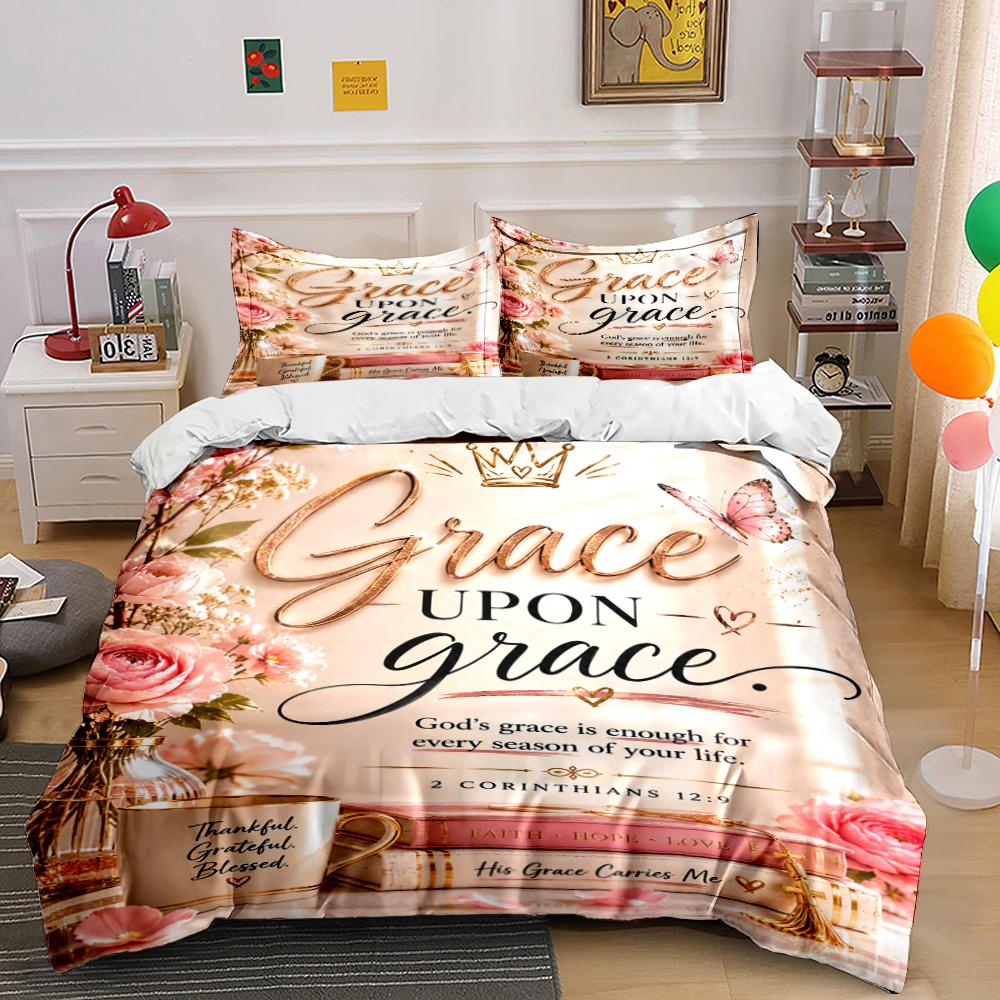 Grace Upon Grace Floral Bedding Set Bedding set (1 duvet cover, 2 pillowcases, duvet not included) 135x200cm