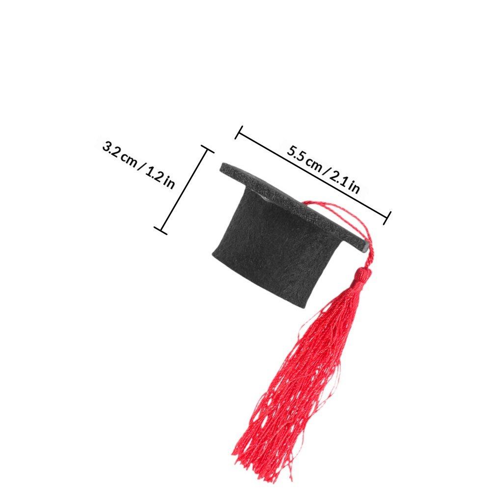 

24Pcs Mini Grad Hat with Tassel for Cupcake Wine Bottle Topper Decoration Graduation Party Favors 2026 Class Decor Kids Family красный