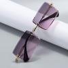 Women's Sunglasses Retro Sunglasses for Women Men Tinted Lens Metal Frame Vintage Rimless Rectangle Glasses UV400 Protection