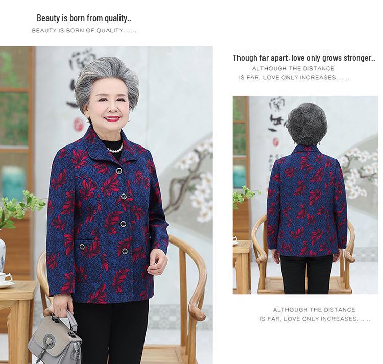 Grandma Style Lightweight Spring Jacket for Women, Ages 60-80 – Perfect for Middle-Aged To Elderly Fashionable Autumn Tops.