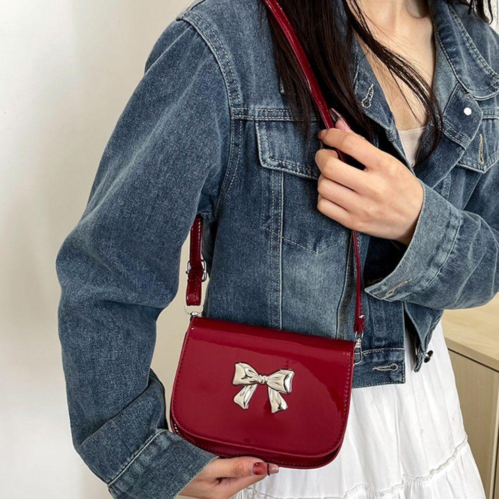 New Design Bowknot Armpit Bag Solid Color Y2k Small Handbag Casual Bow Crossbody Bag  Lady