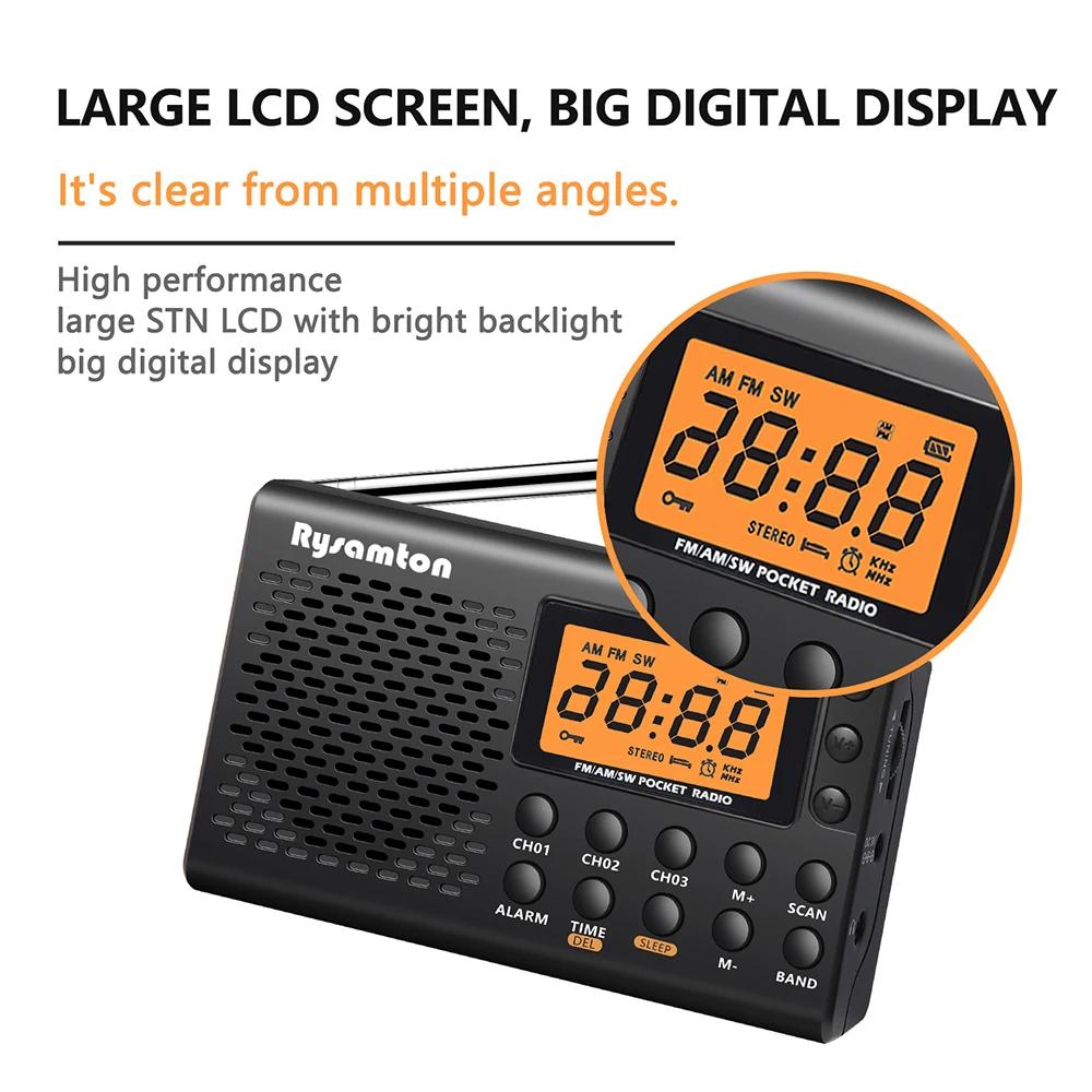 Tragbares Batterieradio FM Kurzwelle Digitaluhrradio mit Sleep-Timer Display Tragbare Kleine Batteriebetriebene Radios