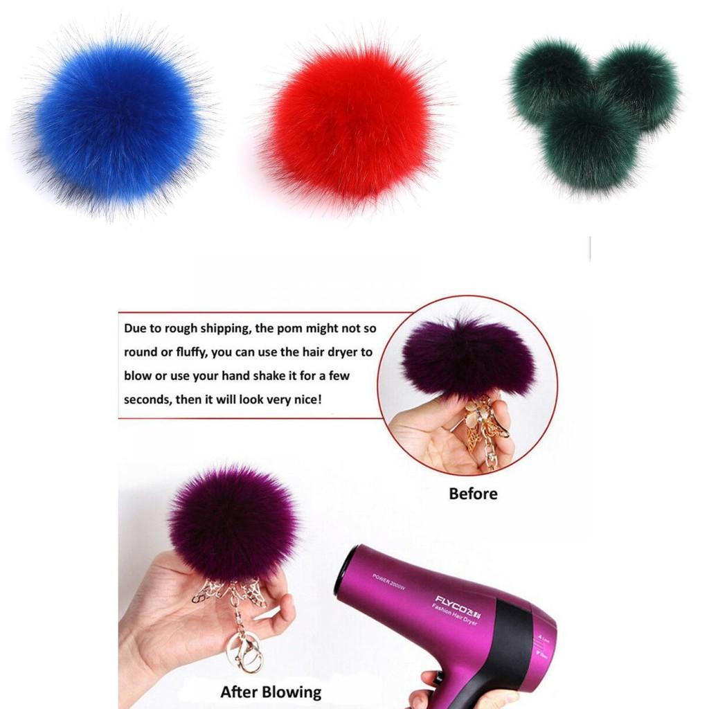 Luxurious Diy Women Faux Raccoon Fur Pom Poms Ball For Knitting Beanie Hats