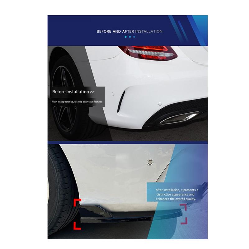 Car For Mercedes Benz C-Class W205 Coupe C205 2015- Rear Bumper Canard Lip Splitter Side Vent tallation Kit