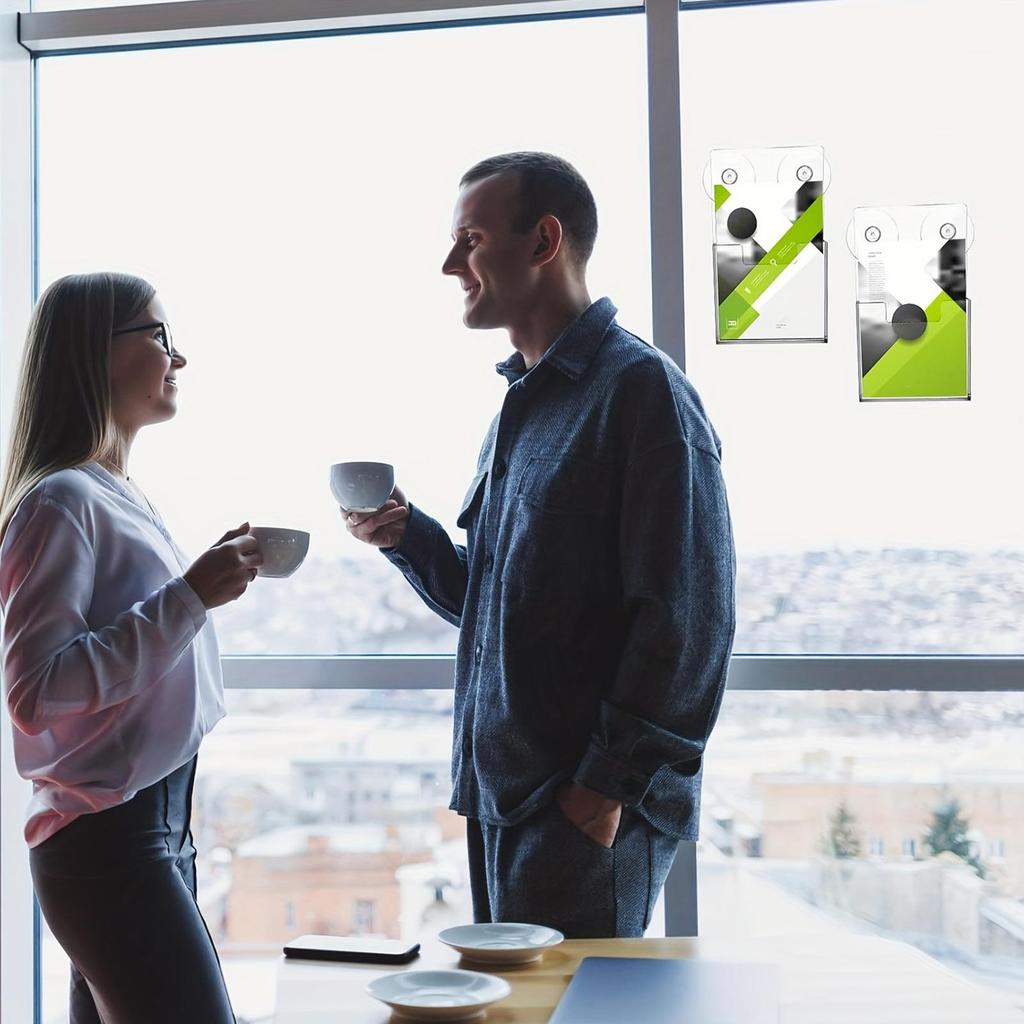 Wall Brochure Holder 2 Pieces Suction Cup Booklet Storage Brochure Holder Stand for Booklets Flyers Office Hotel Hospital School