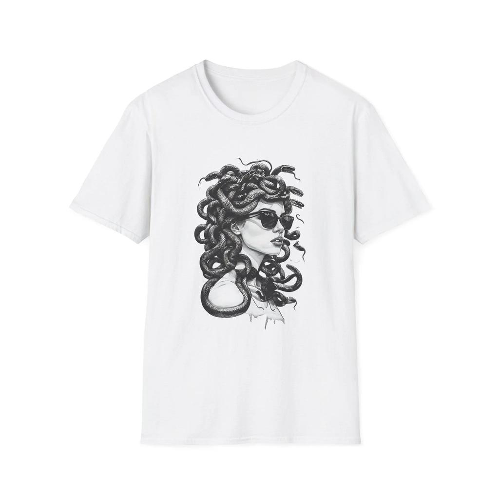 Medusa Softstyle T-Shirt Mythologie Grafik-T-Shirt Griechische Mythen Inspiriertes Oberteil Schlangenhaar-Design-Shirt Coole Mythische Kreaturen Kleidung