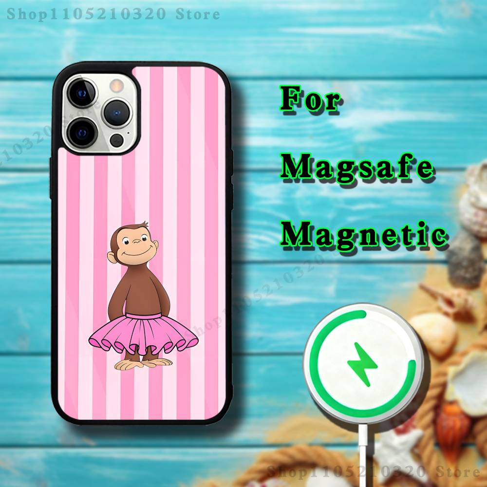 

Curious G-George Monkey Phone Case For iPhone 17,16,15,14,13,12,11,Pro,Max,Plus,Mini,SE4,E Magnetic Magsafe Wireless Charging iPhone15plus