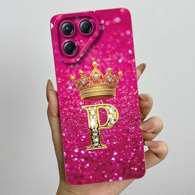 For Tecno Pova 7 Neo Phone Case Crown Initial Letters Liquid Silicone Dustproof Full Protection For Tecno Pova 7Neo Funda Coques