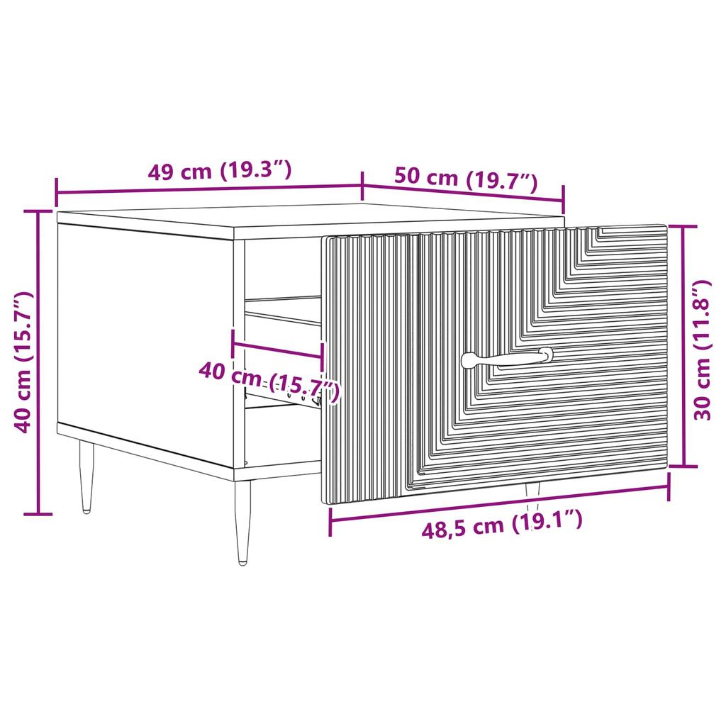 Coffee Table with Drawers Reclaimed Wood Look 49 X 50 X 40 Cm Engineered Wood