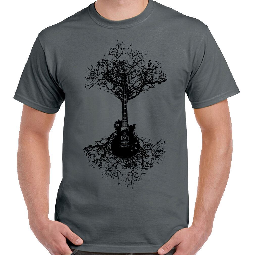 Electric Guitar T-Shirt Tree Mens Funny Acoustic Bass Rock Music Band Strings S