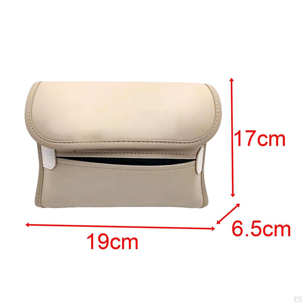 Car Tissue Box Holder Seat Back Organizer Storage, PU Leather ,Universal ,Center